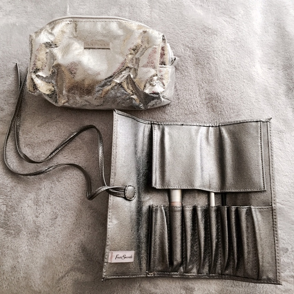 Bare Minerals make-up Silver Cosmetic bag &Fa