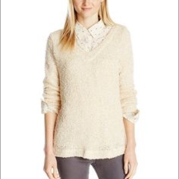 THREE DOTS TUNIC REVERSIBLE NATURAL SWEATER $158. - Picture 7 of 8