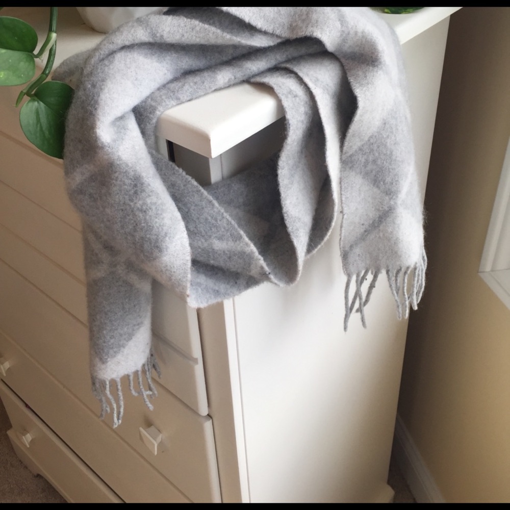 100% cashmere grey gray scarf muffler argyle