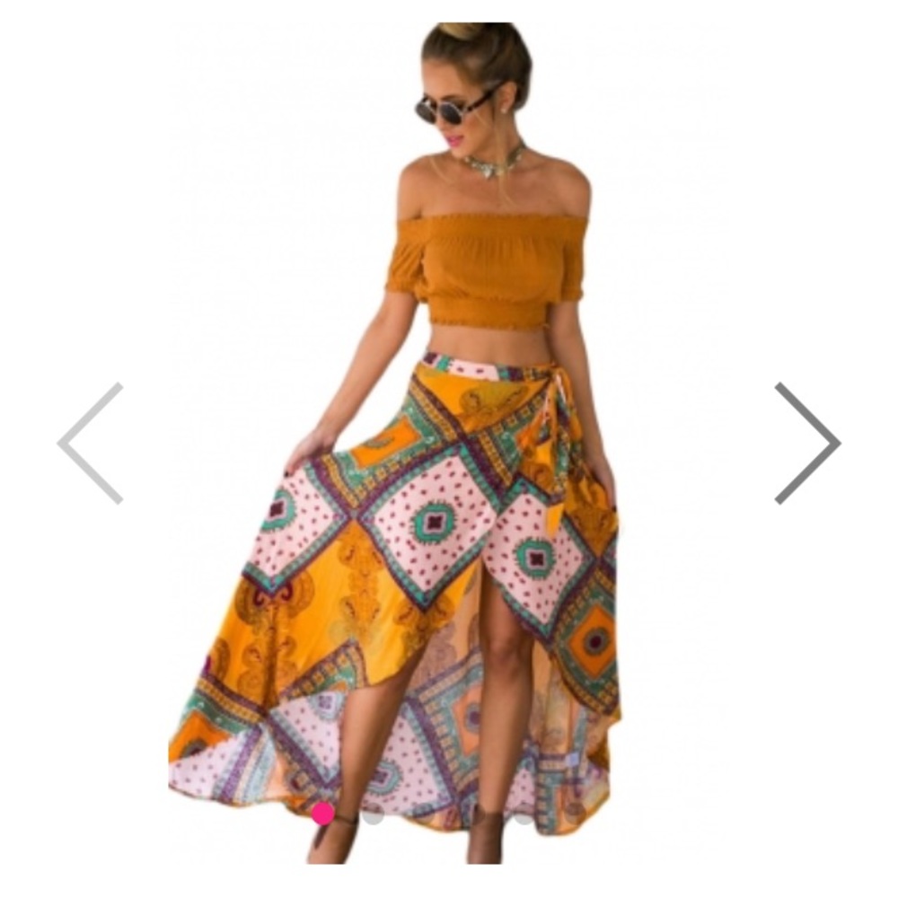 Last one!!❗️Boho Toe Waist Asymmetical Maxi skirt