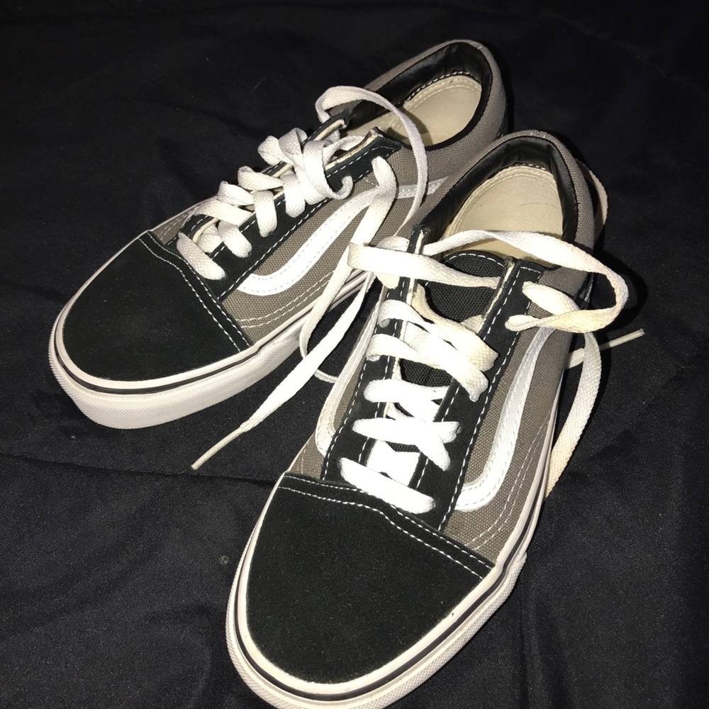 Gray and black vans