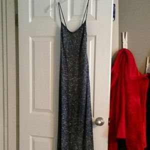 Long blue all glitter formal dress