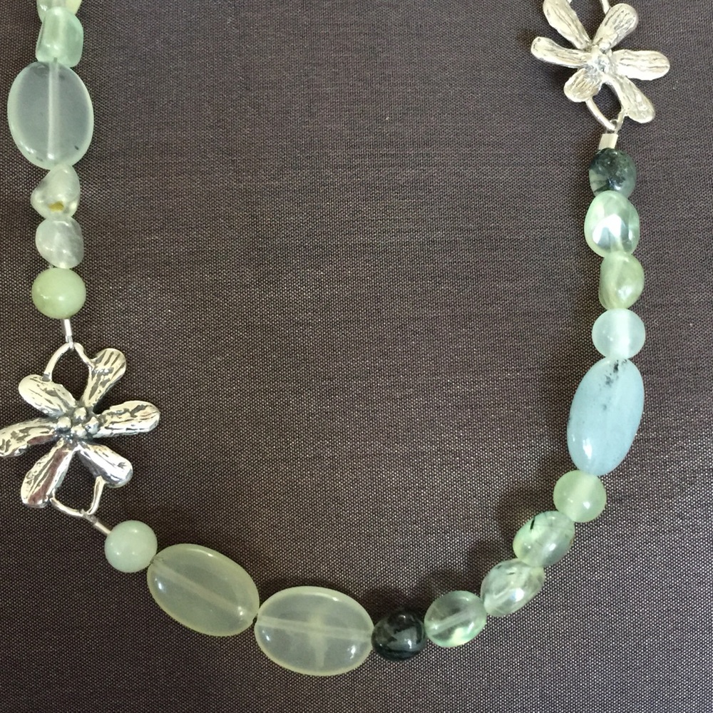 Gemstone & Sterling Silver 'dogwood' necklace