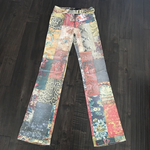 Roberto Cavalli print pants with belt - Picture 1 of 4