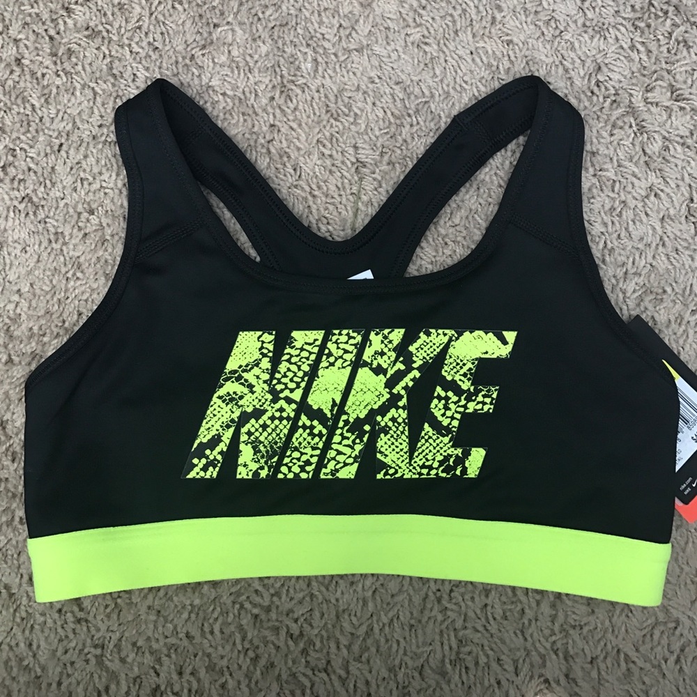 BNWT Dri-fit Nike black neon green sport bra