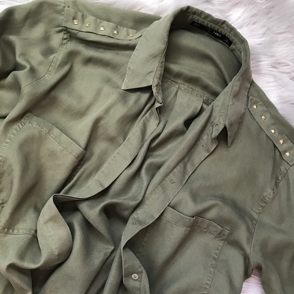 Zara army green shirt