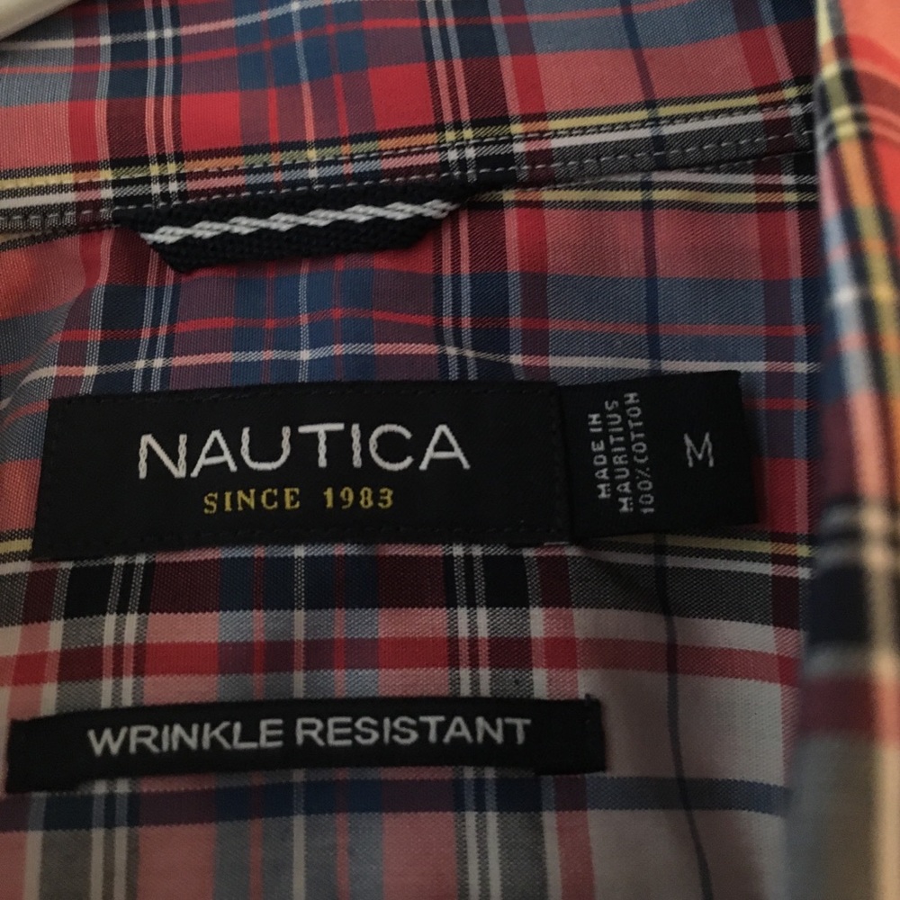 Nautical Plaid Wrinkle Resistant Button Down Med. - image 2