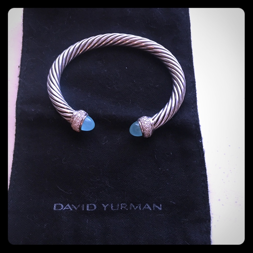 David Yurman chalcedony and diamond cuff bracelet