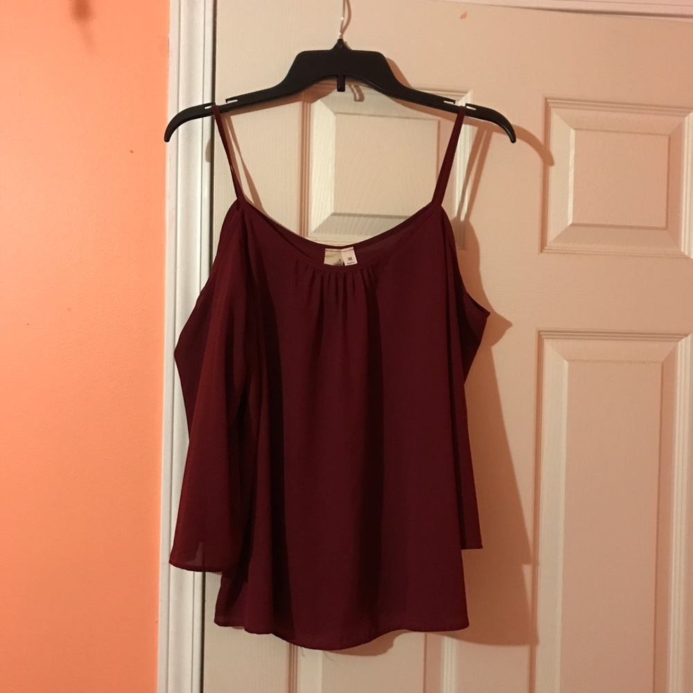 Burgundy cold shoulder top