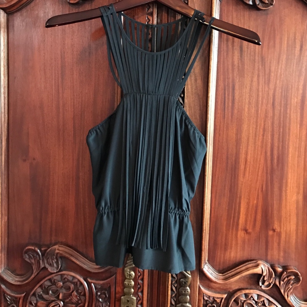 Bebe black fringe top xxs