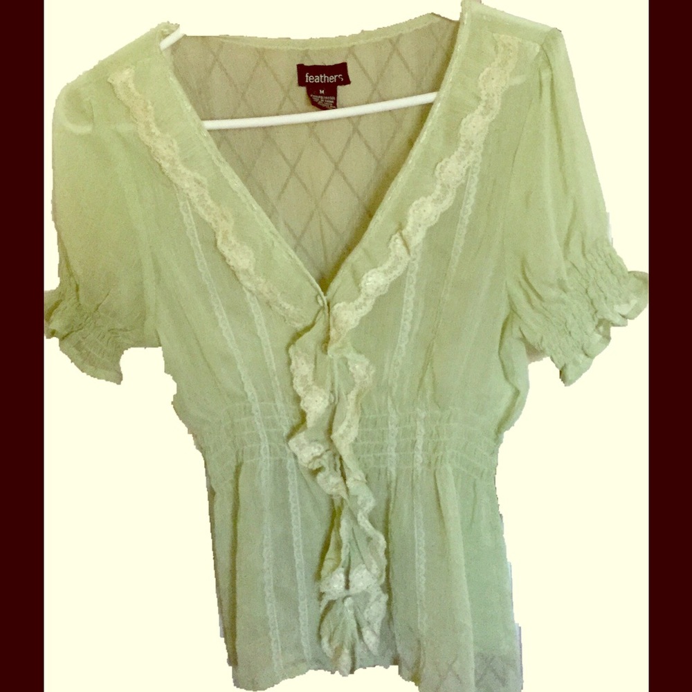 Feathers lace button down shirt