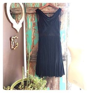 SOLD - VINTAGE black chiffon dress with lace embroidery