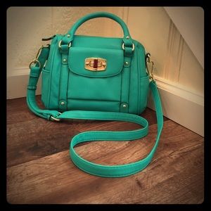 Teal Convertible Purse with Gold Accents