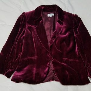 Ann Taylor Burgandy Velvet Quarter sleeve Blazer