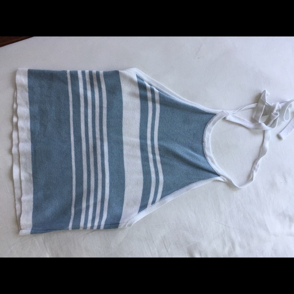 Brandy Melville blue and white striped halter