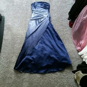 Strapless purple ombre long prom dress