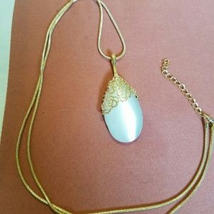 White stone gold necklace
