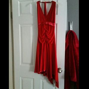 Red short asymmetrical dress