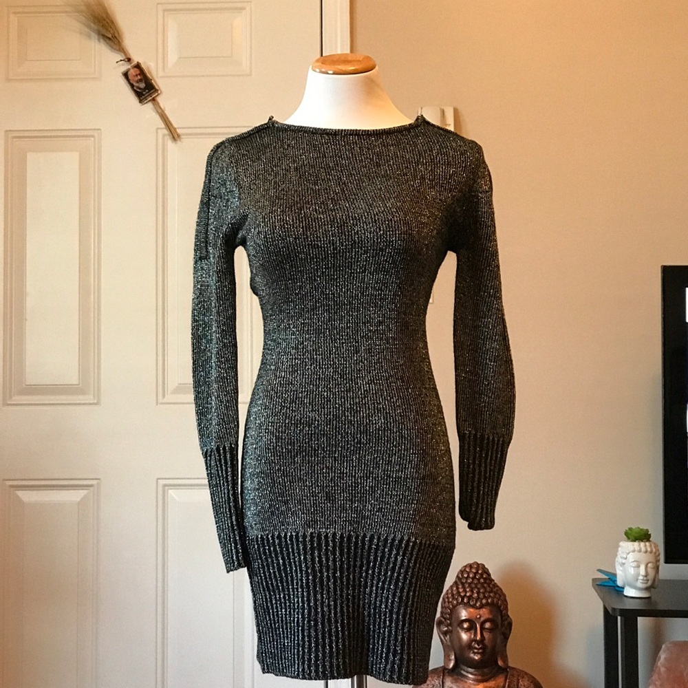 Dark Silver Long Sleeves Dress