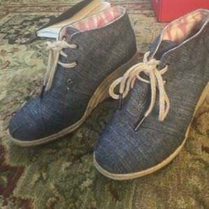 Toms Chambray Desert Wedges