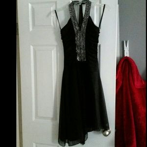 Black  halter top dress with studded detail