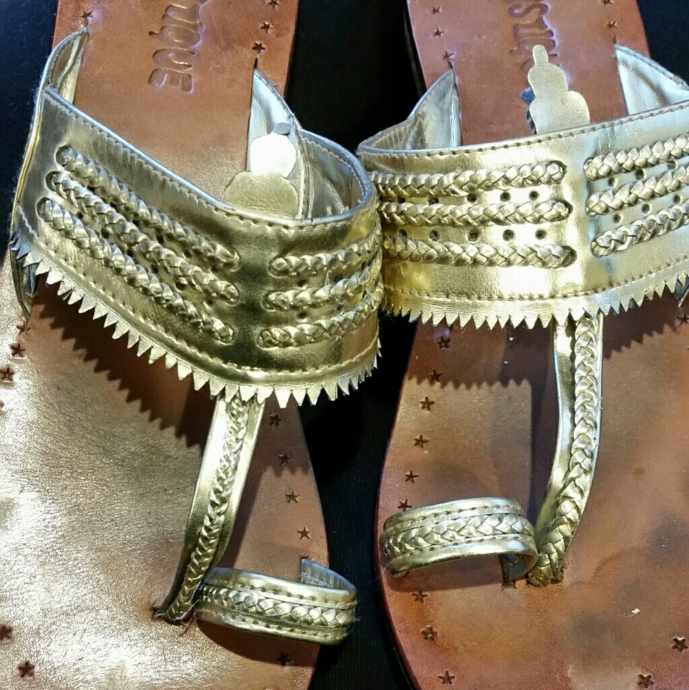 Gold leather sandals