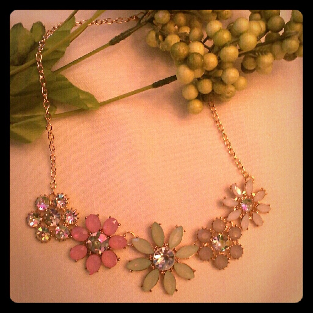 Floral Pastel Bib Necklace