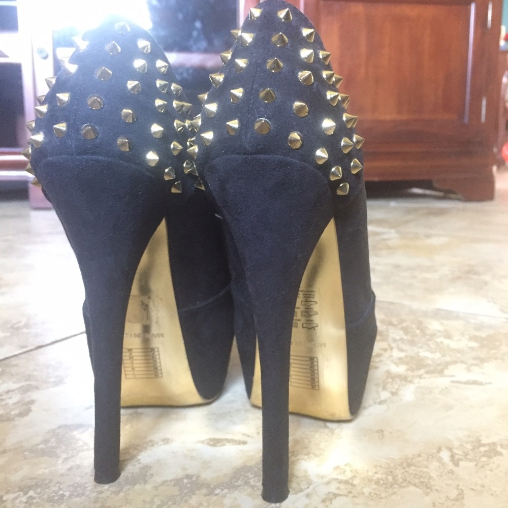 Black and gold studded platform heels