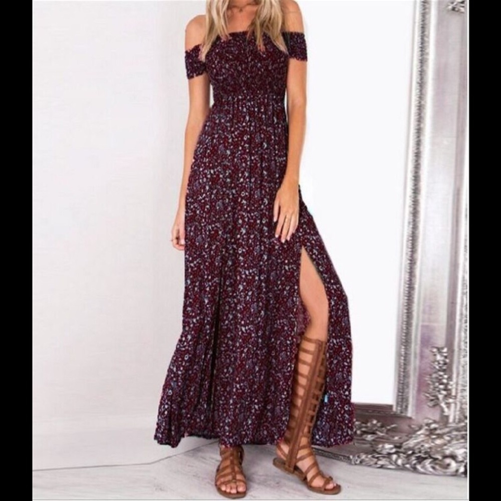 Re-Stocked 5⭐️ rated ‼️Off shoulder floral Maxi