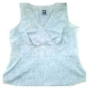 Sleeveless peplum denim top