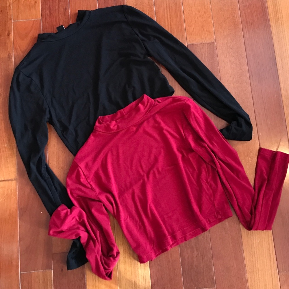 Two long sleeve turtle neck crop tops small
