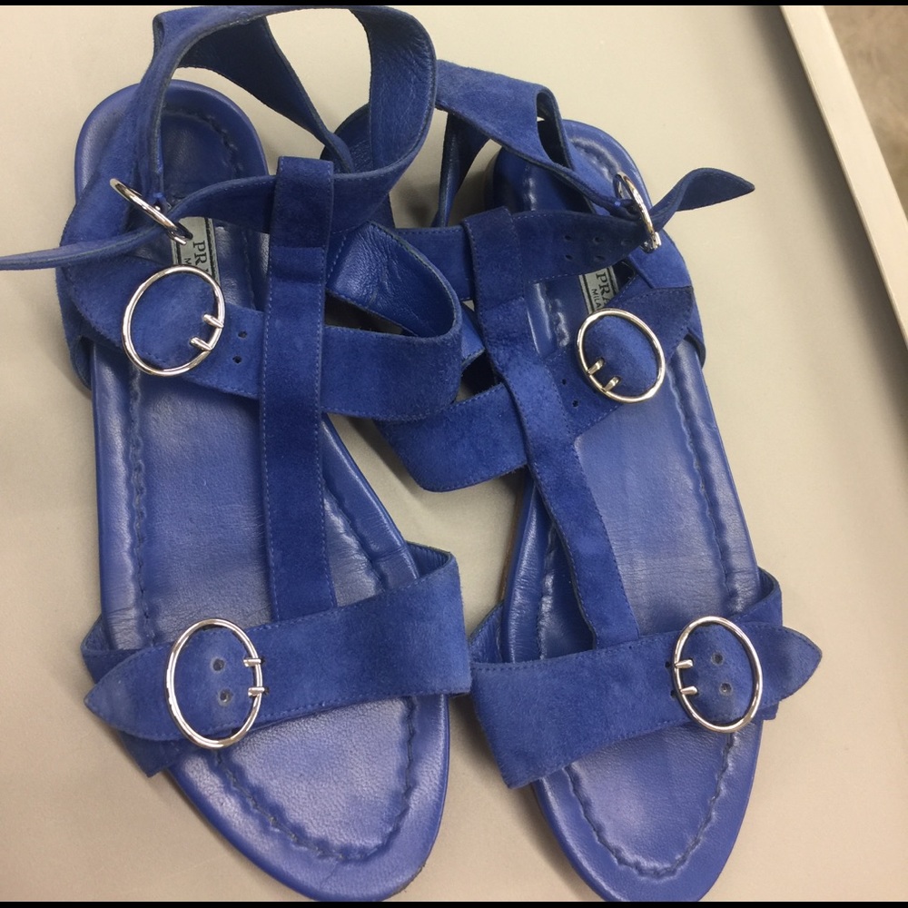 Prada blue suede gladiator sandals