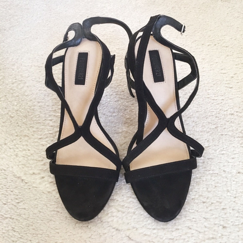 Black Strappy Heels - Picture 2 of 3