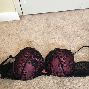 Black lace with pink accent VS Bra