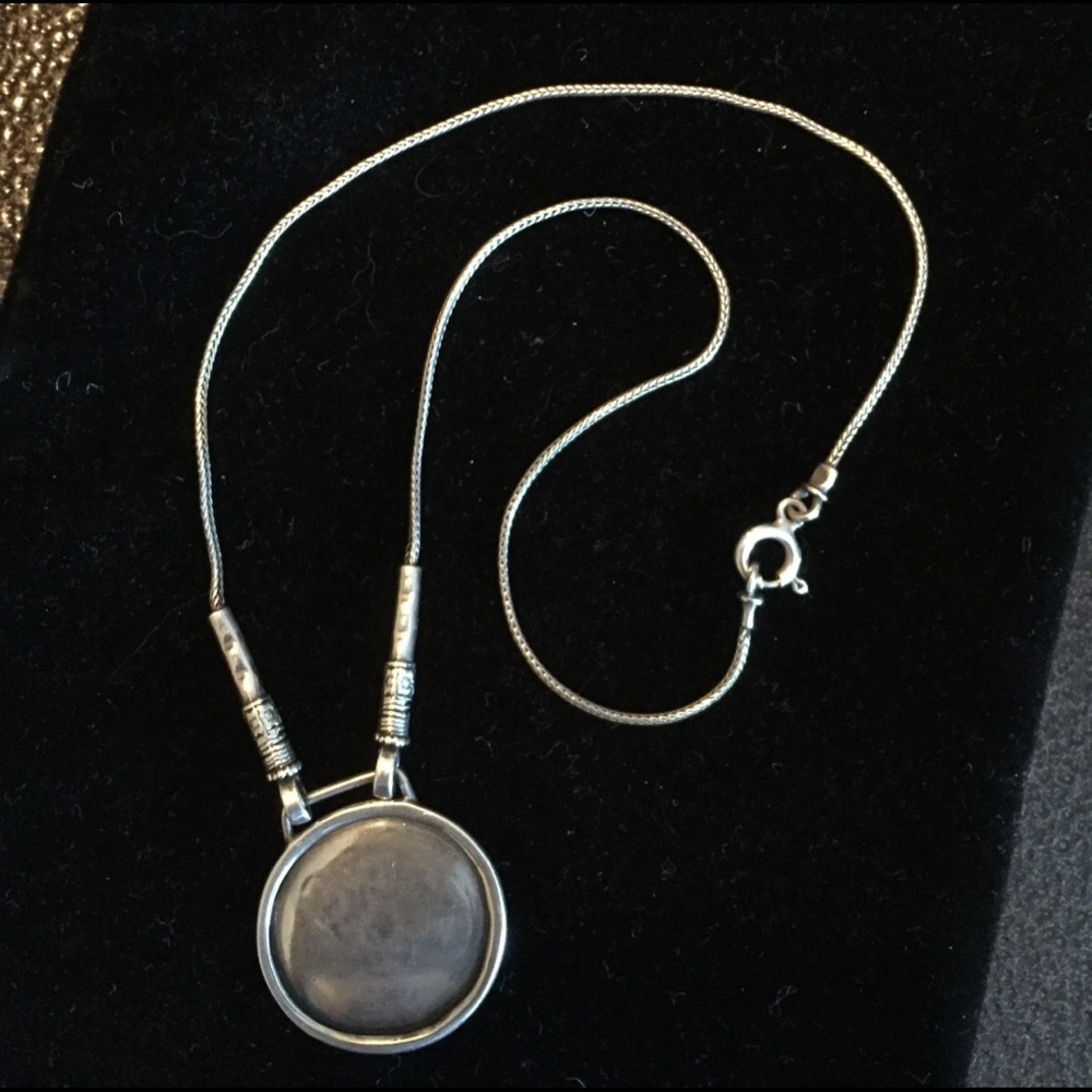 Rustic Didse signed silver medallion necklace
