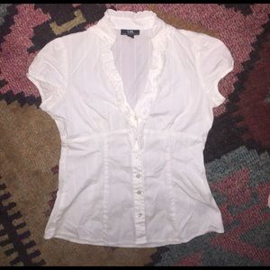 White work shirt blouse top with ruffles button up
