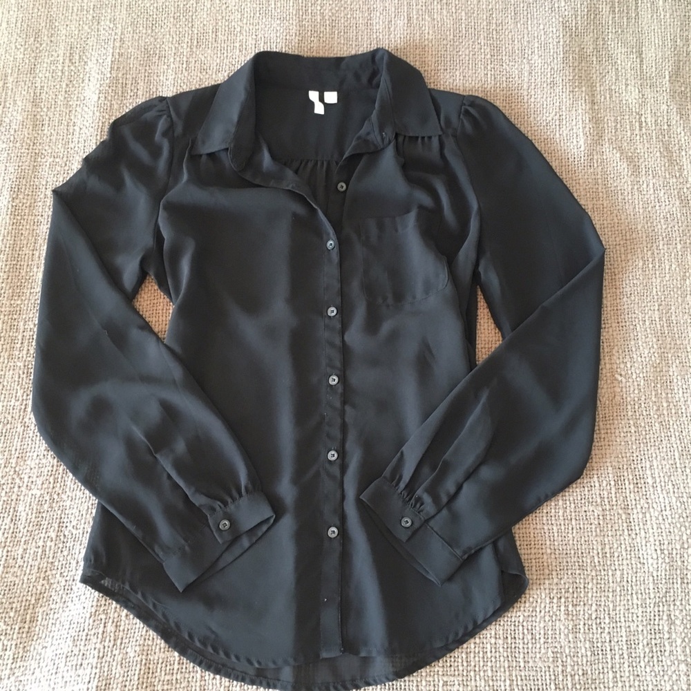 Frenchi: Black Long Sleeve Button Down