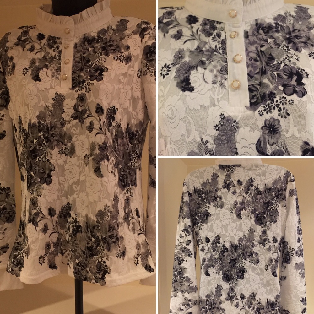 Black &white lace blouse, Ted Baker or kate Spade. - Picture 2 of 3