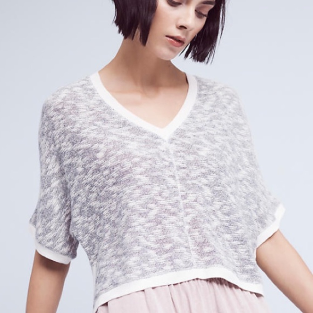 Anthropologie cropped hi-low pullover