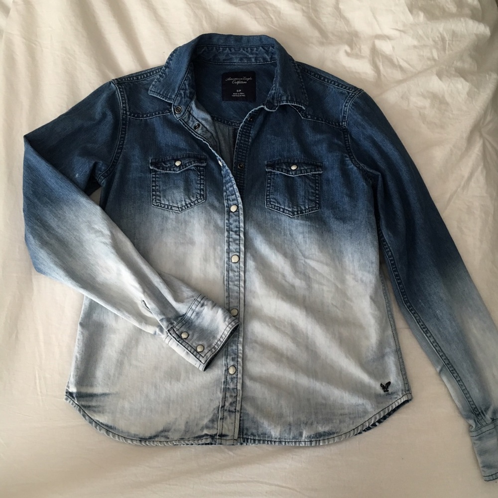 American Eagle Acid Dipped Denim Shirt - size S
