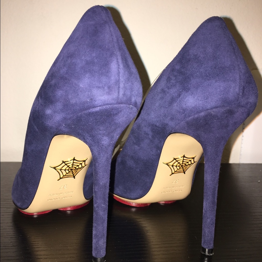 Charlotte Olympia Blue Suede Pumps