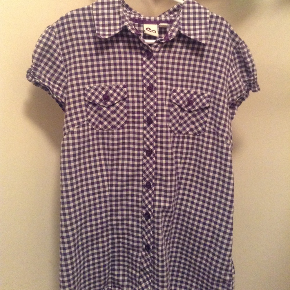 Super cute purple plaid shirt!