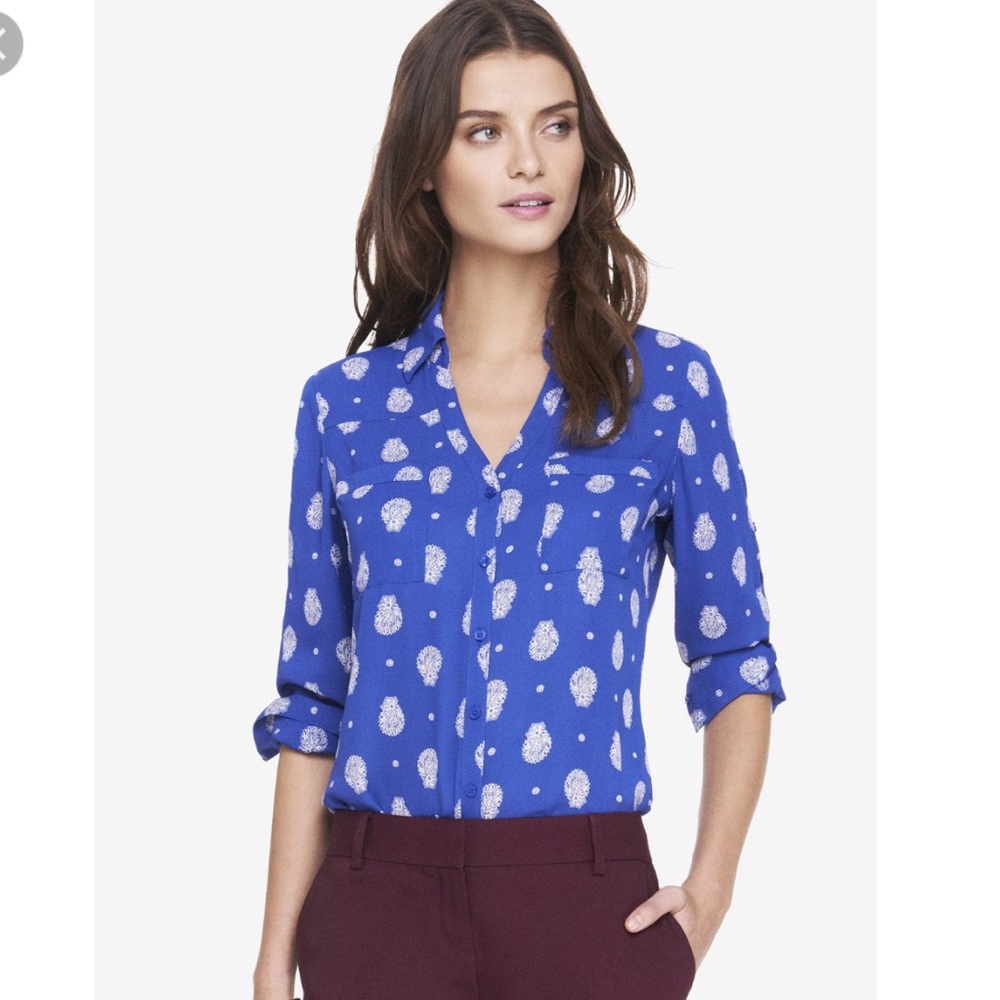 Express blue paisley portofino shirt