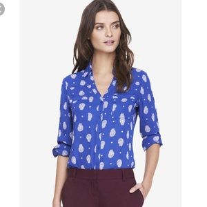 Express blue paisley portofino shirt