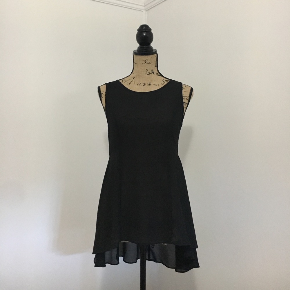 Black Sheer Hi-Low Blouse Size S