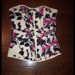 Charlotte Russe Pink and Black Floral Corset