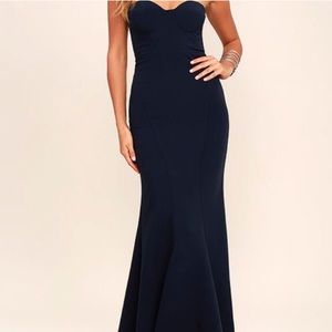 Lulus Dark Blue Evening Floor Length Dress