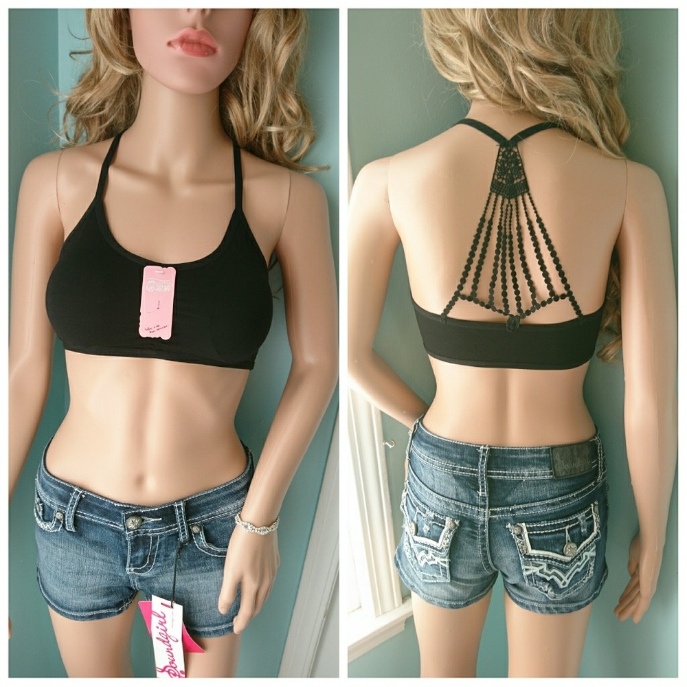 Sexy Black Embroidery Bra Tank Top Cage