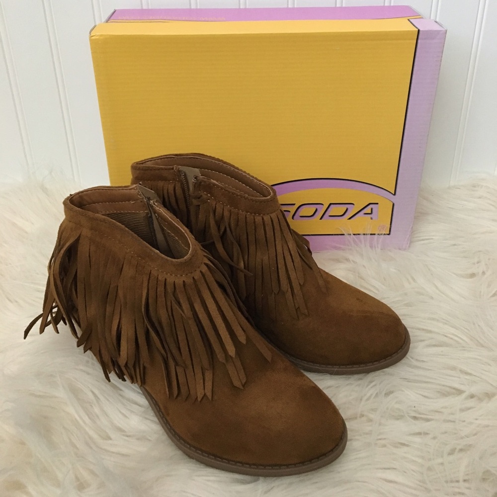 Soda Fringe Ankle Boots Sz 9