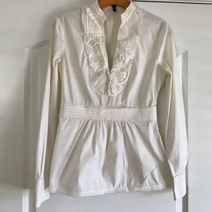 BCBGMaxAzria White Ruffle Cotton Blouse BCBGMaxAzria White Ruffle Cotton Blouse